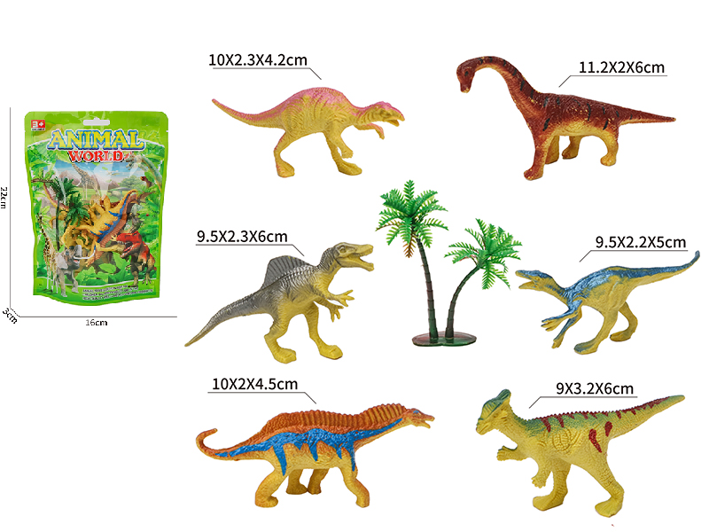 6 Solid Dinosaur Set