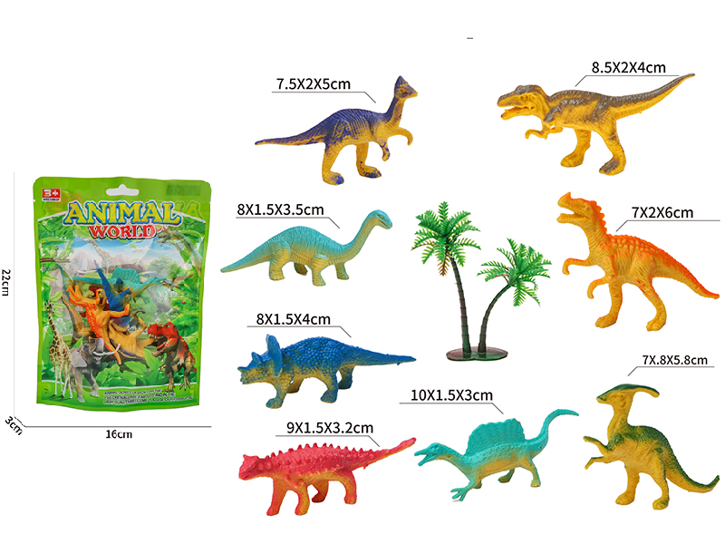 8 Solid Dinosaur Set