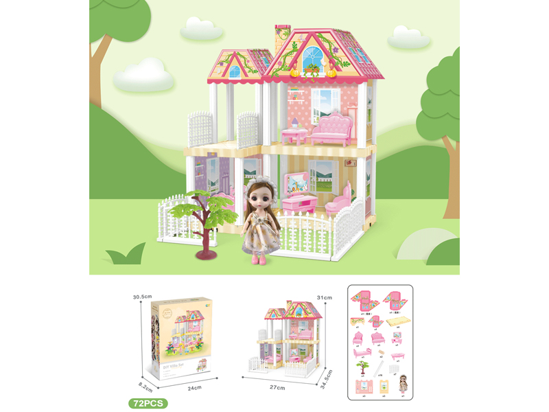 DIY Villa Toy With 6-Inch Doll(72PCS)