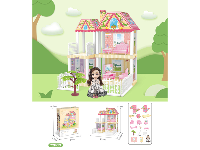DIY Villa Toy With 6-Inch Doll(72PCS)