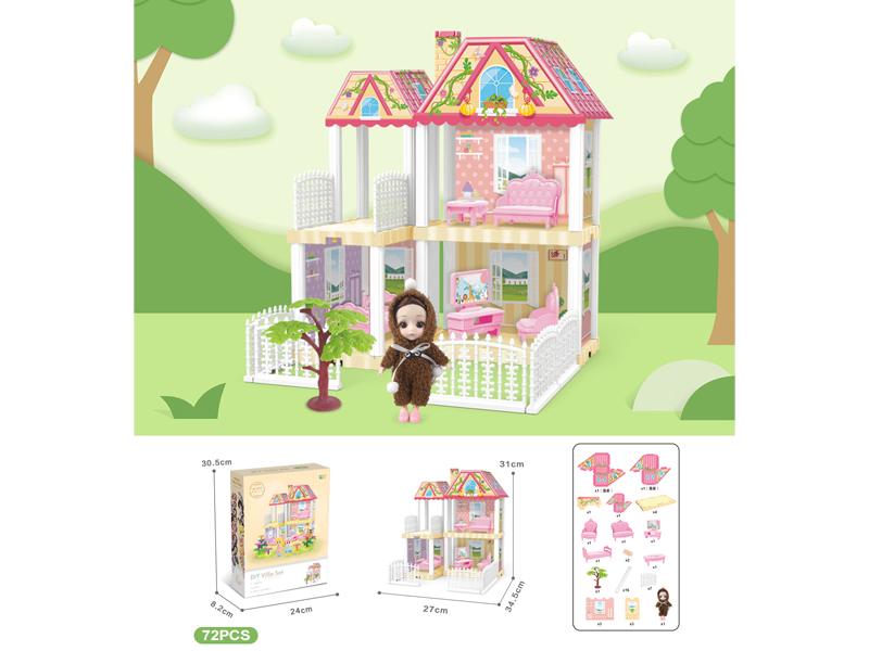 DIY Villa Toy With 6-Inch Doll(72PCS)