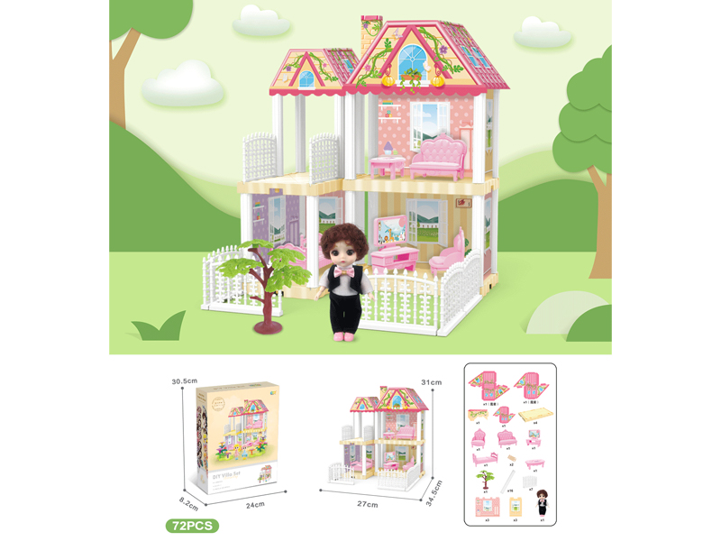 DIY Villa Toy With 6-Inch Doll(72PCS)
