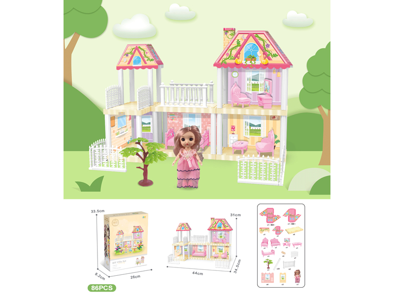 DIY Villa Toy With 6-Inch Doll(86PCS)