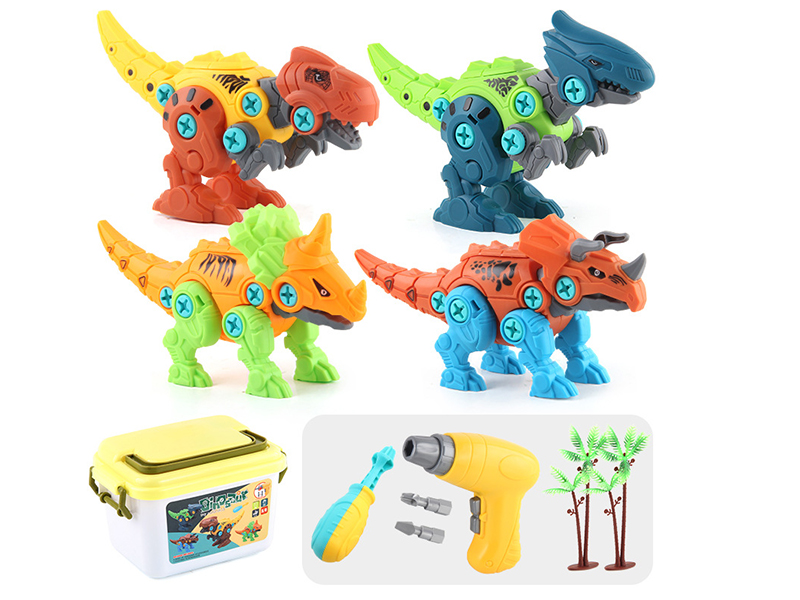 DIY Assembly Dinosaur(4 Dinosaurs) + Electric Screw Driver + 2 Trees