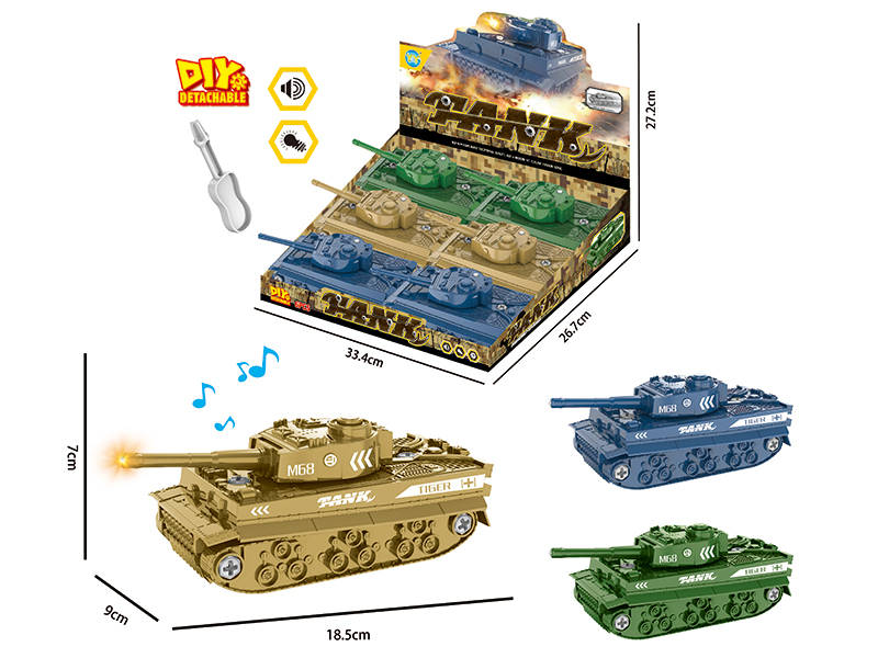 DIY Disassembly And Assembly Tank  With Light And Sound(3 Colors)6PCS