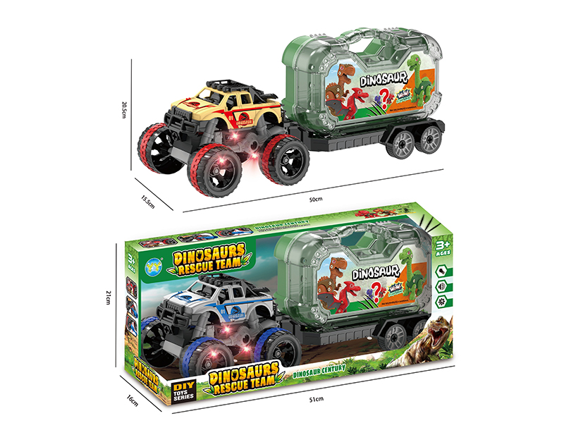 DIY Disassembly And Assembly Slide Off-Road Beach Pickup Truck With Dinosaurs(With Lights And Sound)