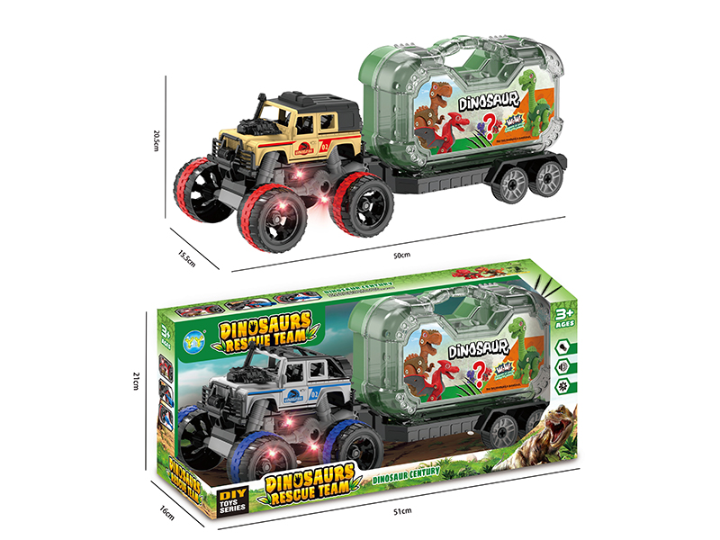 DIY Disassembly And Assembly Slide Beach Off-Road Vehicle With Dinosaurs(With Lights And Sound)