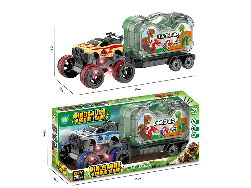 DIY Disassembly And Assembly Slide Beach Off-Road Sports Car With Dinosaurs(With Lights And Sound)