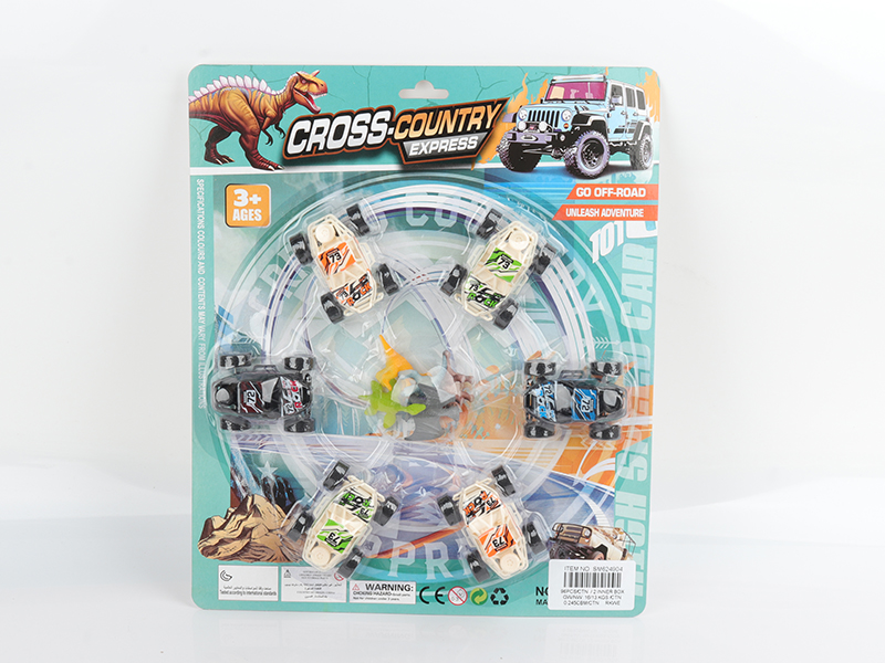 6pcs Pull Back Off-Road Vehicle + 6pcs Dinosaurs