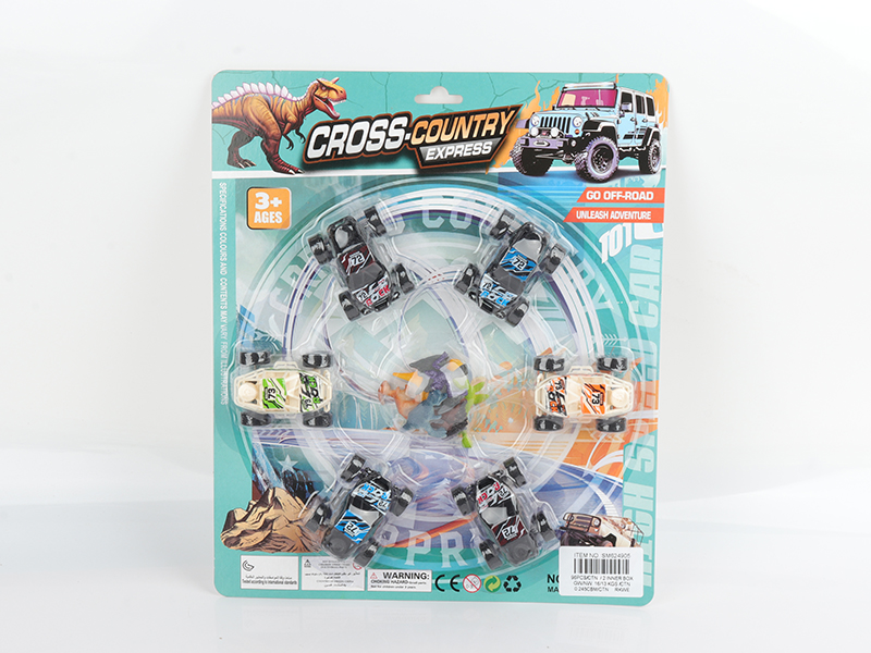 6pcs Pull Back Off-Road Vehicle + 6pcs Dinosaurs