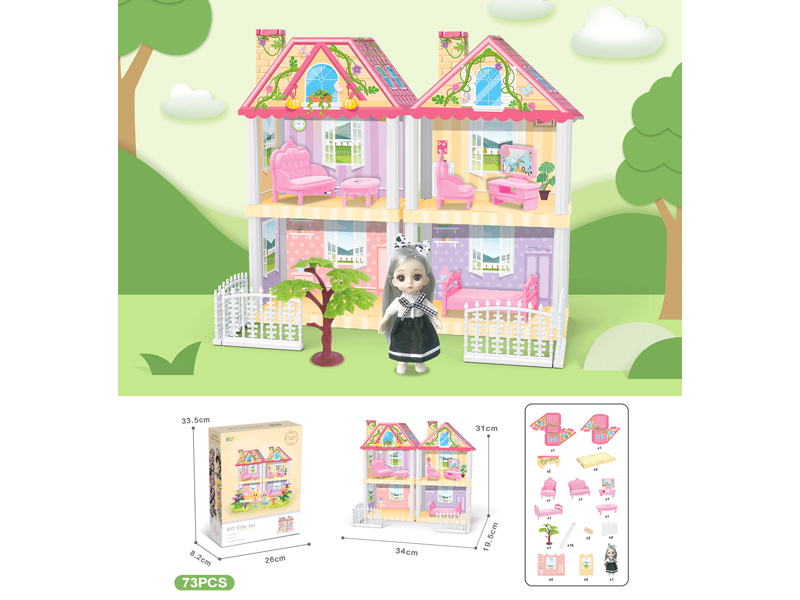 DIY Villa With 6-Inch Doll 73PCS