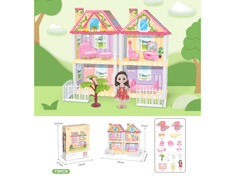 DIY Villa With 6-Inch Doll 73PCS