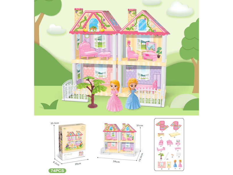 DIY Villa With Doll*2 (74PCS)