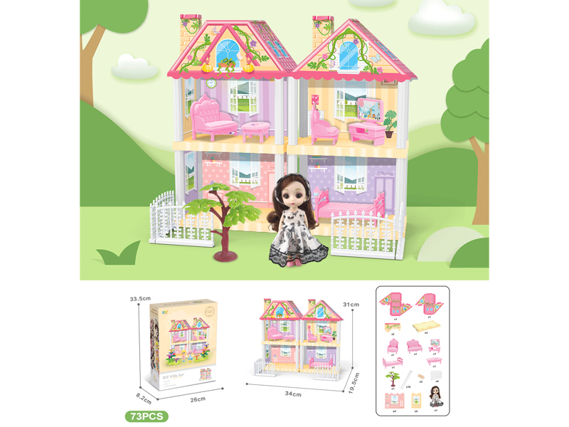 DIY Villa With 6-Inch Doll 73PCS