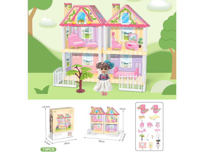 DIY Villa With 6-Inch Doll 73PCS