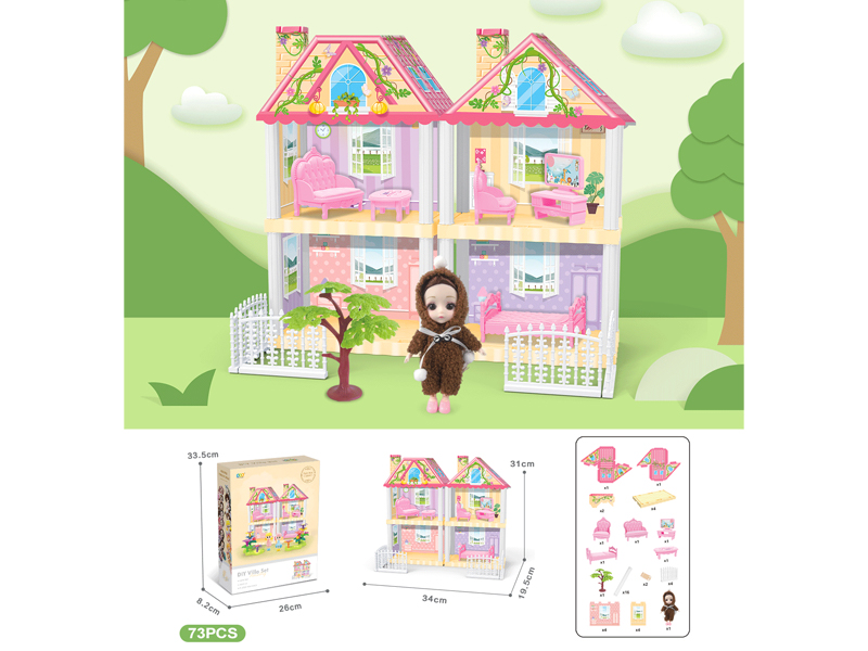 DIY Villa With 6-Inch Doll 73PCS