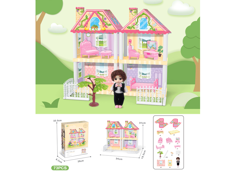 DIY Villa With 6-Inch Doll 73PCS