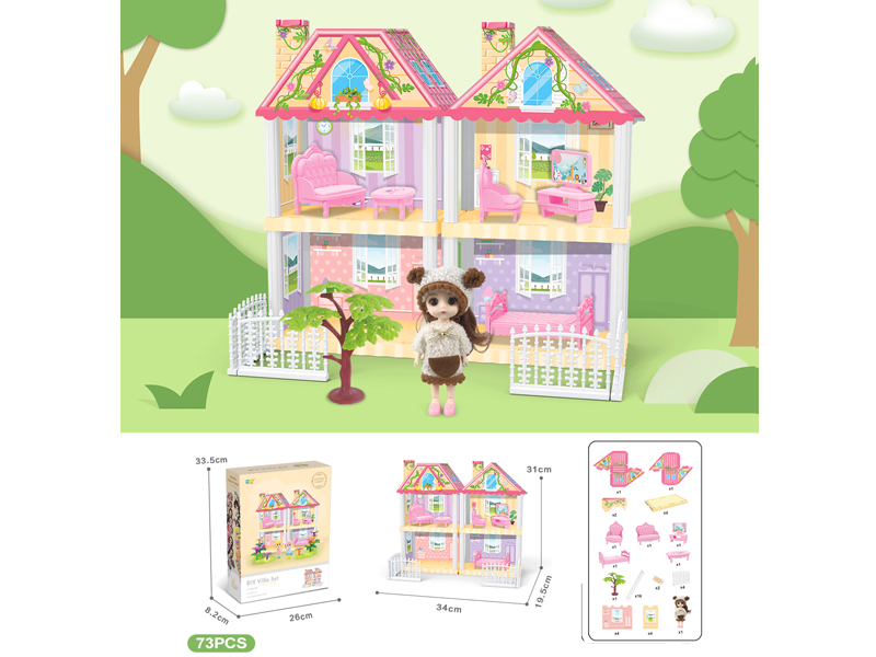 DIY Villa With 6-Inch Doll 73PCS