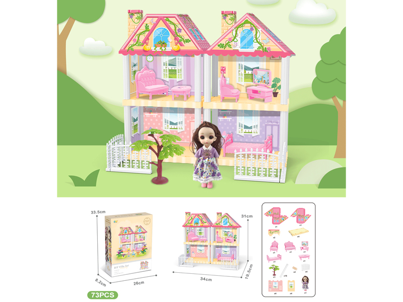 DIY Villa With 6-Inch Doll 73PCS