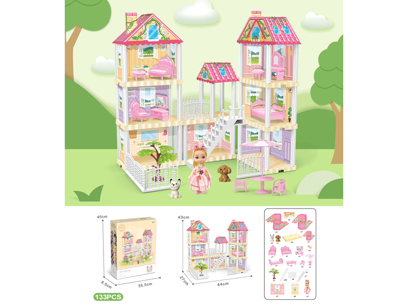 DIY Villa With 4-Inch Doll 133PCS
