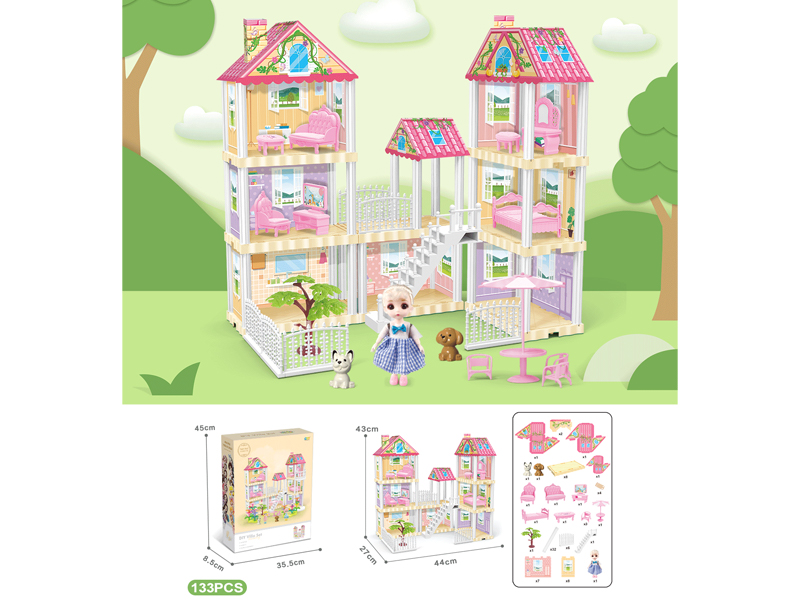 DIY Villa With 6-Inch Doll 133PCS
