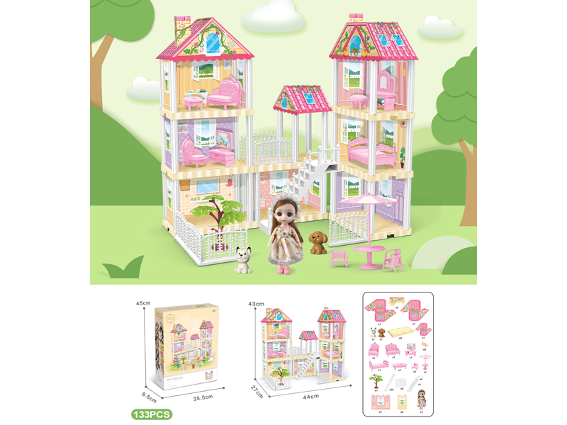 DIY Villa With 6-Inch Doll 133PCS