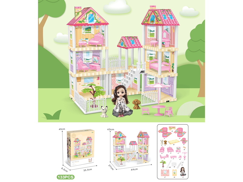 DIY Villa With 6-Inch Doll 133PCS