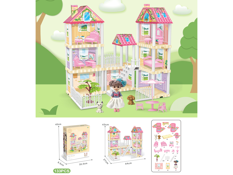 DIY Villa With 6-Inch Doll 133PCS
