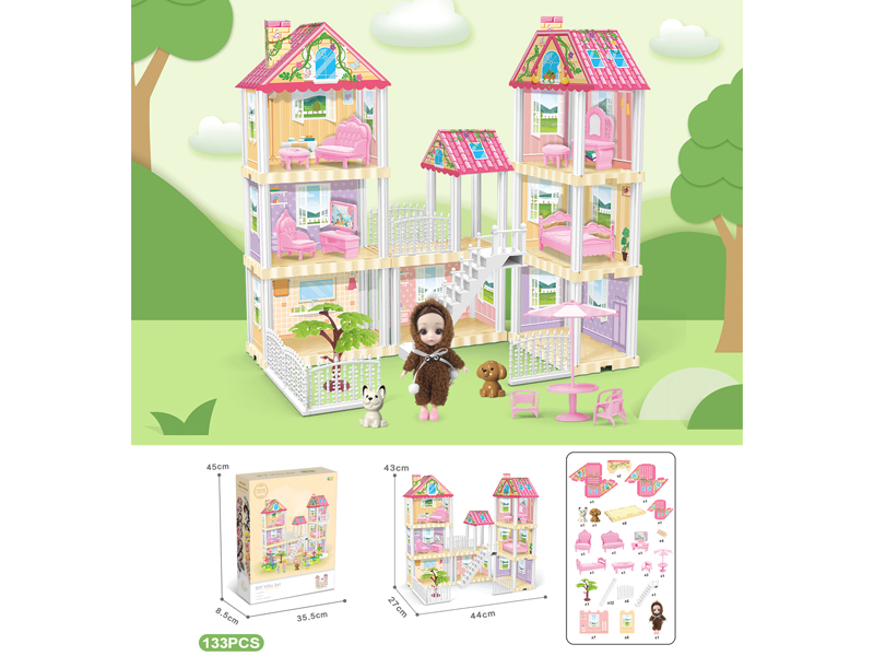 DIY Villa With 6-Inch Doll 133PCS