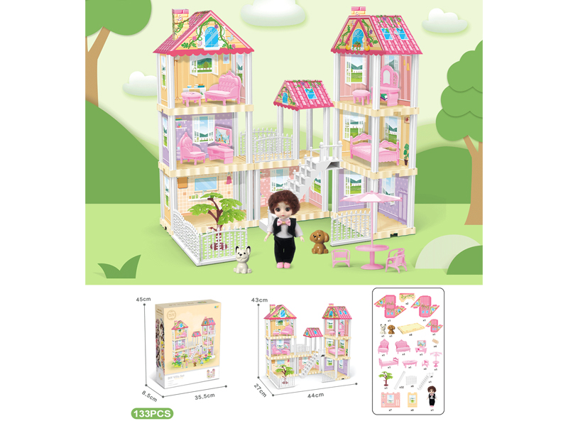 DIY Villa With 6-Inch Doll 133PCS