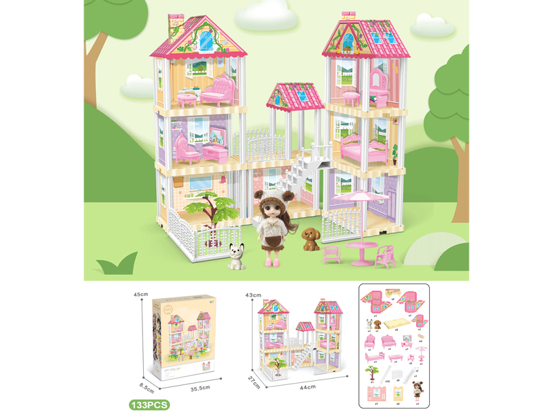 DIY Villa With 6-Inch Doll 133PCS