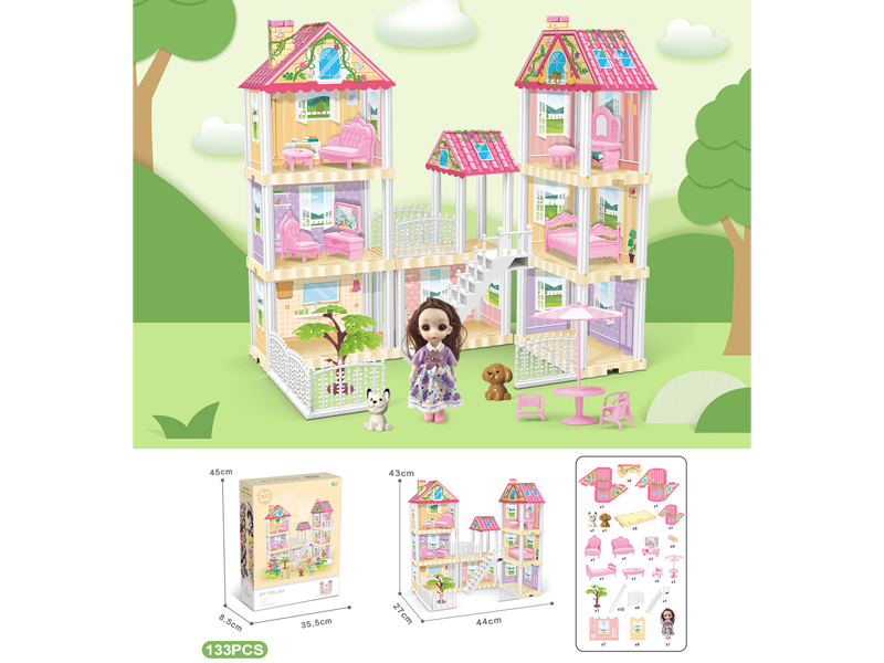 DIY Villa With 6-Inch Doll 133PCS