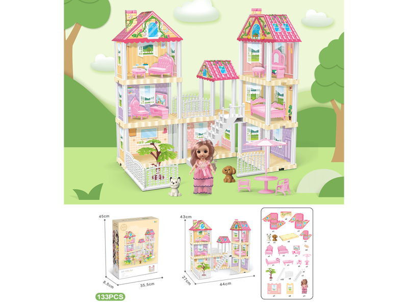 DIY Villa With 6-Inch Doll 133PCS