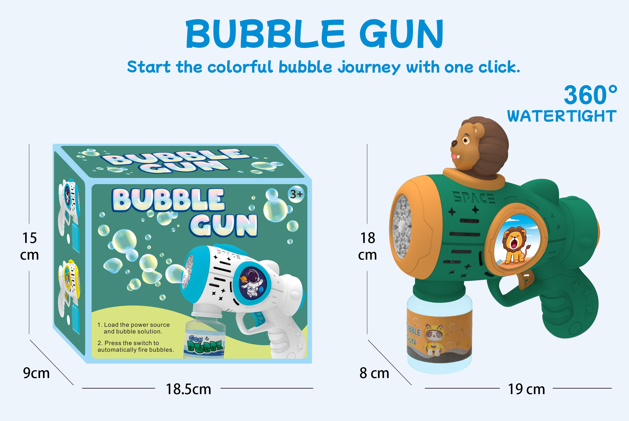 Multihole Automatic Lion Bubble Gun (With Lights)