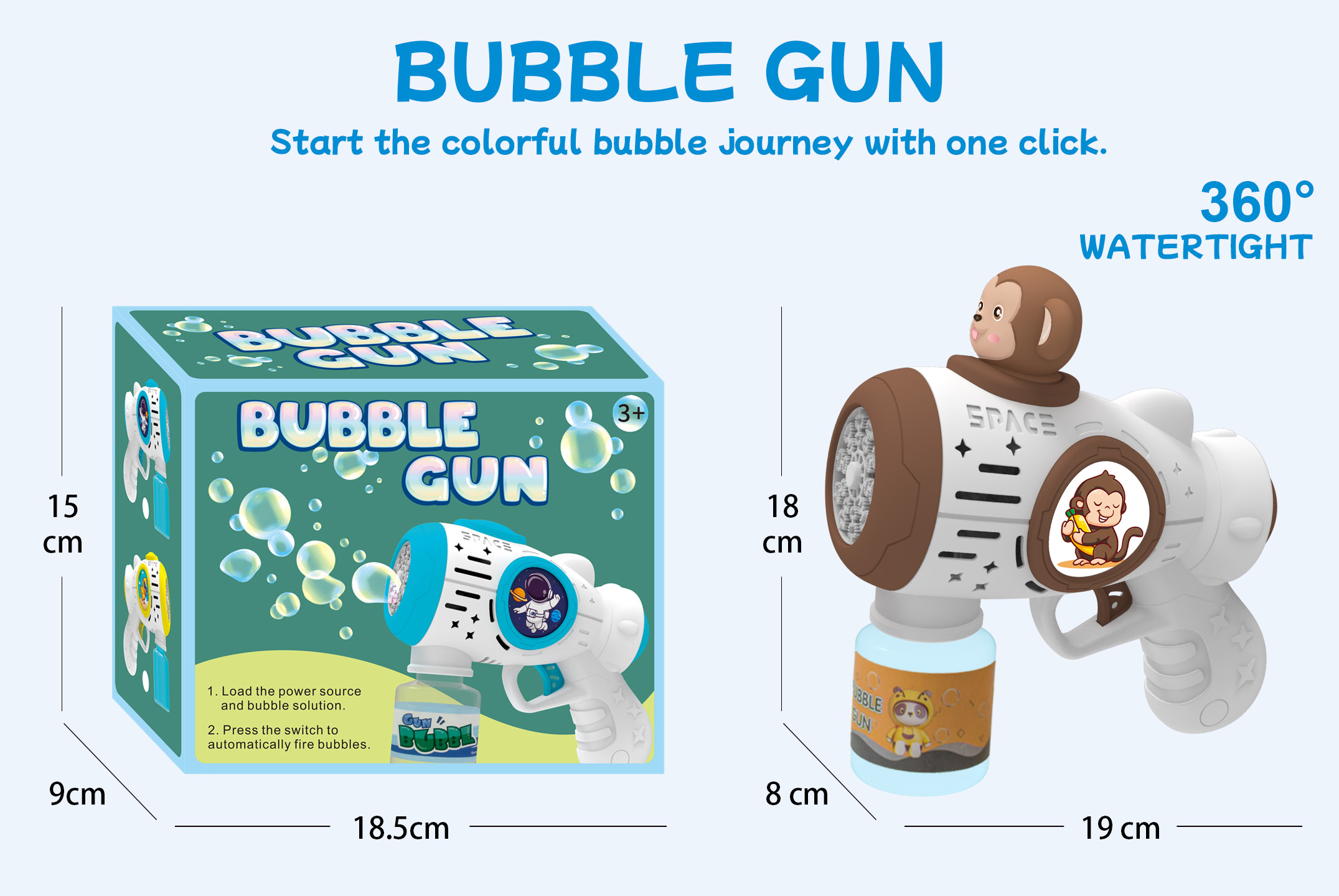Multihole Automatic Monkey Bubble Gun (With Lights)