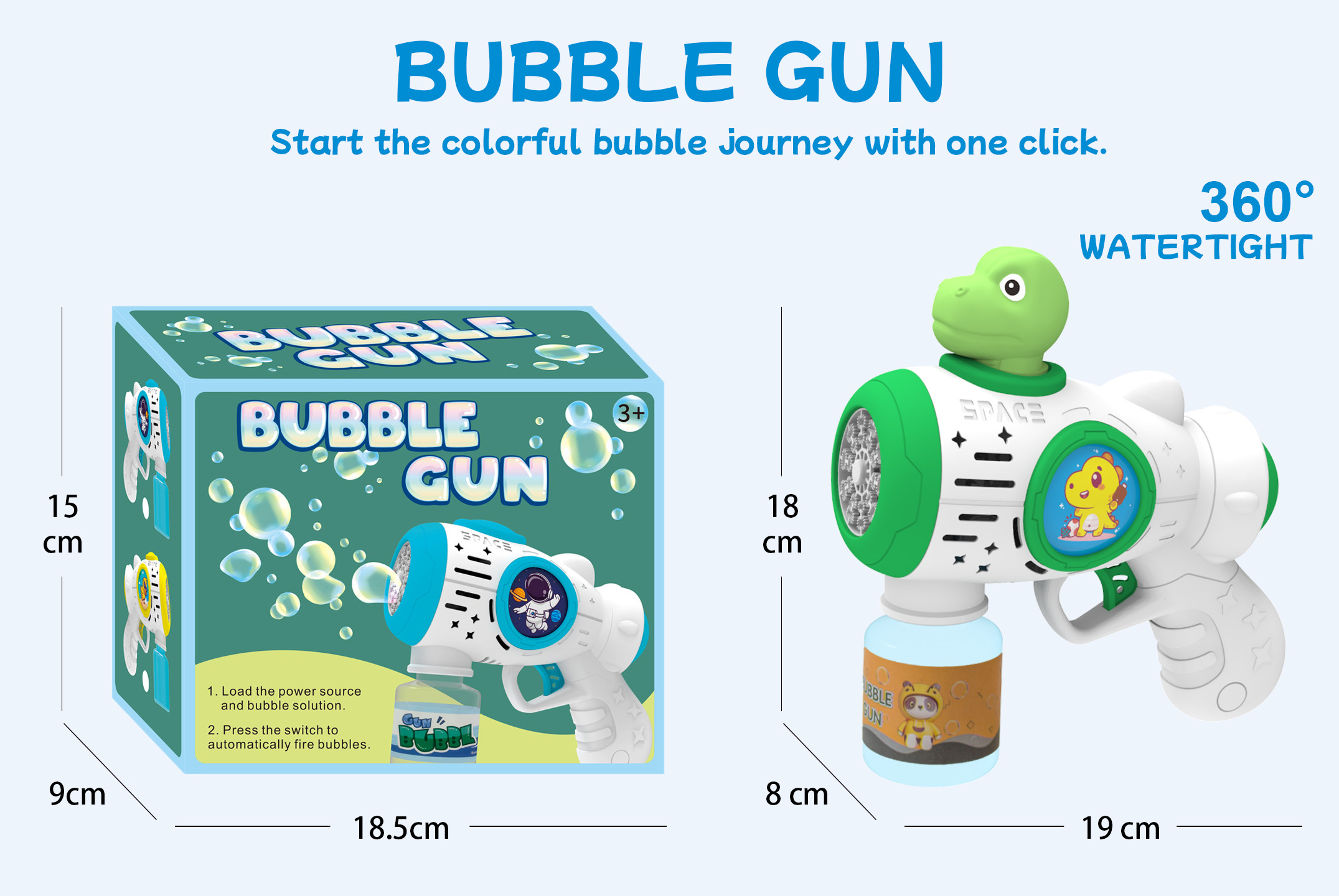 Multihole Automatic Dinosaur Bubble Gun (With Lights)
