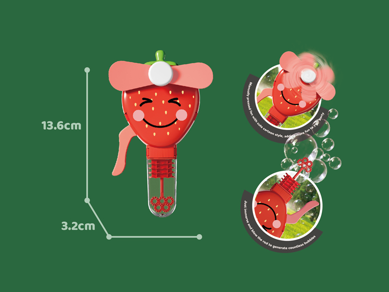 Hand Pressed Fan Bubble Strawberry