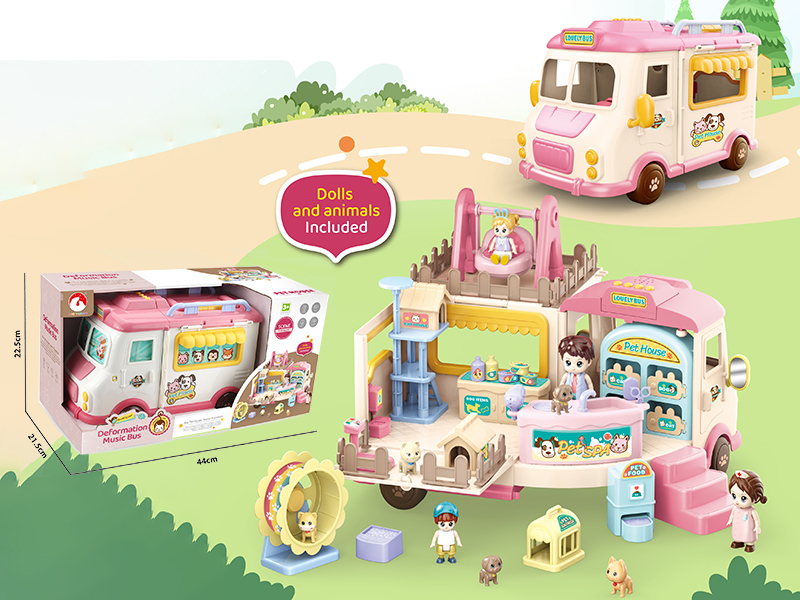 Deformation Music Slide Bus Pet House Scene Toy