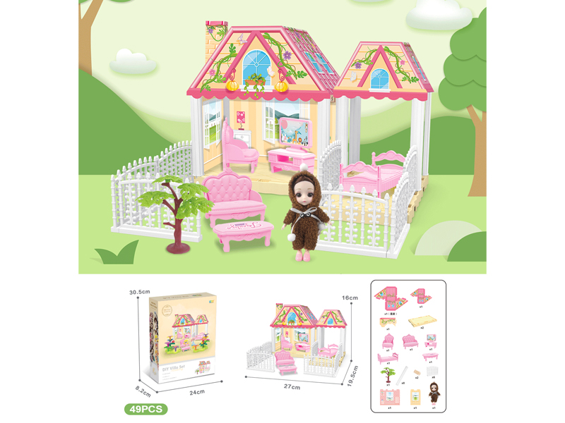 DIY Villa With 6-Inch Doll(49PCS)