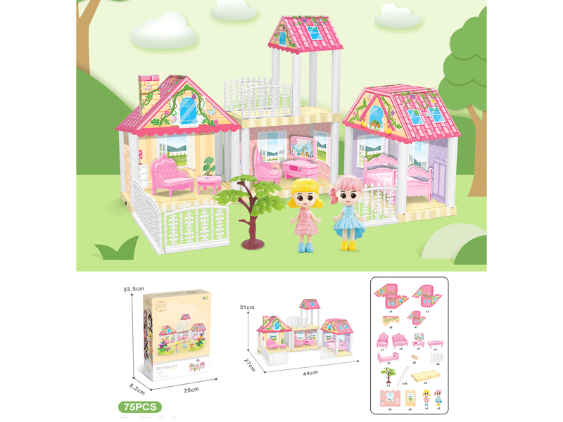 DIY Villa With Doll*2(75PCS)