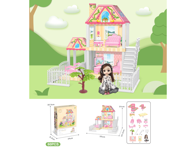 DIY Villa With 6-Inch Doll(60PCS)