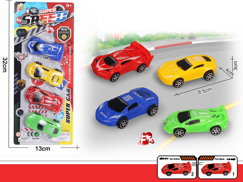 Pull Back Racing Cars 4pcs