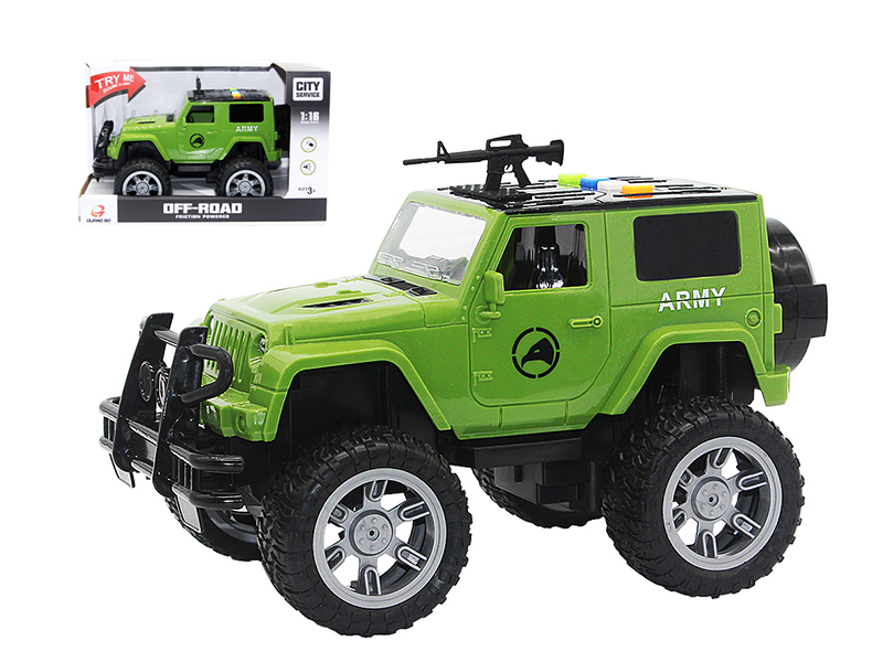 1:16 Friction Military Truck With Light And Music, Four Keys