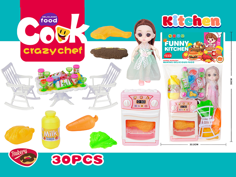 30PCS Kitchen Toy Set(Doll+Oven)
