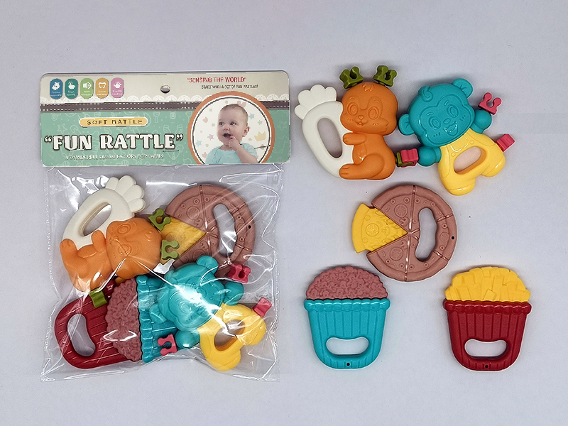 Splicing Baby Rattles(Animal World, 5PCS)Morandi Color