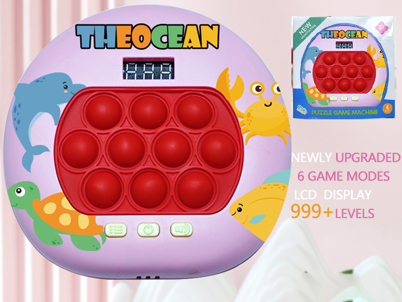 Ocean Theme LCD Display Quick Push Game Machine 999 Levels/6 Game Modes/4 Color Lights