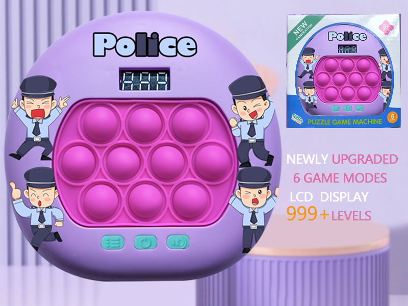 Police Theme LCD Display Quick Push Game Machine 999 Levels/6 Game Modes/4 Color Lights