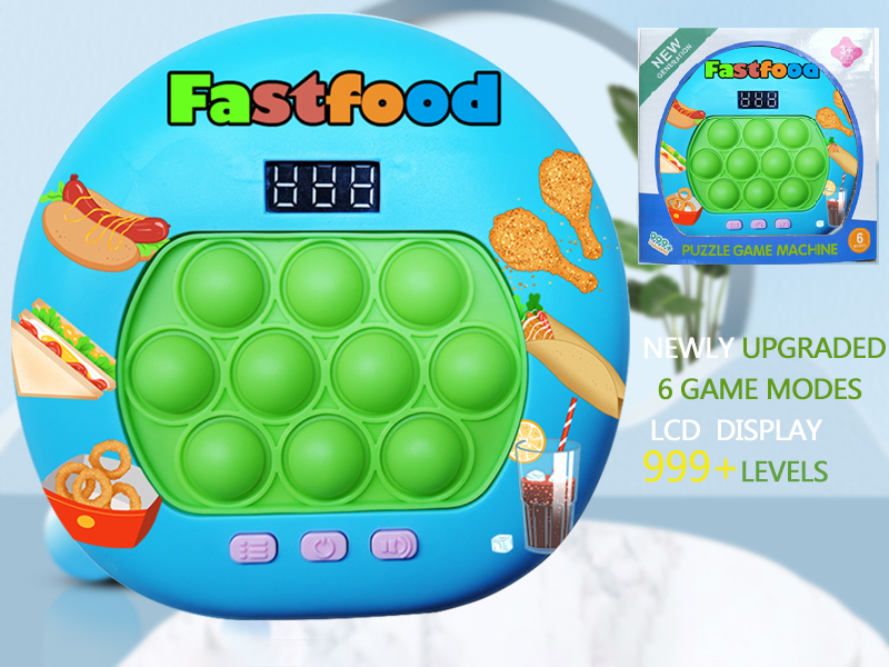Fastfood Theme LCD Display Quick Push Game Machine 999 Levels/6 Game Modes/4 Color Lights