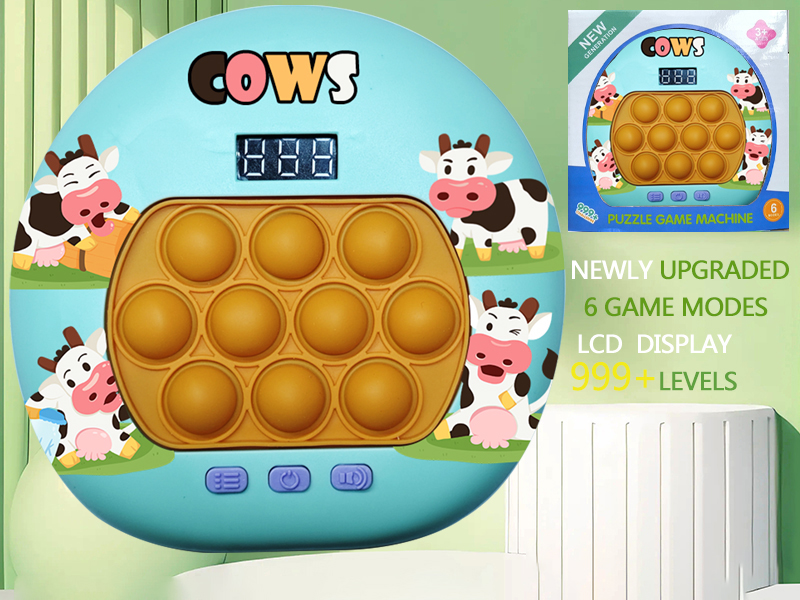 Cows Theme LCD Display Quick Push Game Machine 999 Levels/6 Game Modes/4 Color Lights