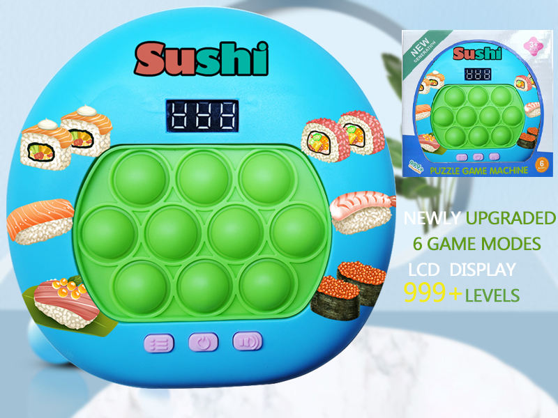 Sushi Theme LCD Display Quick Push Game Machine 999 Levels/6 Game Modes/4 Color Lights